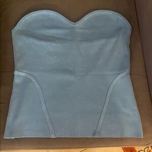 New York & Company Sky Blue strapless Knit Top